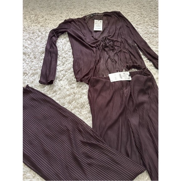 Zara Brown Sheer Pants & Top Set - Picture 5 of 5